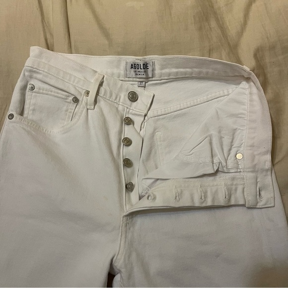 Agolde Riley High Rise Straight Crop Raw Hem Button Fly Jeans Size 27 - Picture 4 of 11